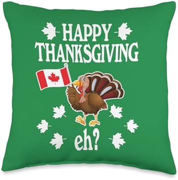 Turkey With Canada Flag Happy Thanksgiving Day Eh Canadian Throw Pillow by Unknown