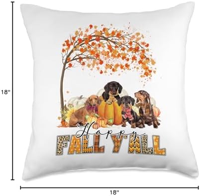Happy Fall Y'all Dachshund Lover Autumn Pumpkin Thanksgiving Throw Pillow - Image 4