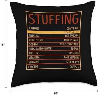 Pilgrim Costume Thanksgiving Shirt Turkey Meat Funny Thanksgiving Stuffing Food Nutrition Facts Anti Vegan Throw Pillow, 18x18, Multicolor - Image 4