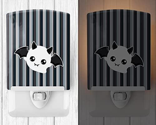 Caroline's Treasures BB6964CNL Halloween Ghost Bat Ceramic Night Light Compact, UL-Certified, Ideal for Bedroom, Bathroom, Nursery, Hallway, Kitchen, 6x4x3, Multicolor