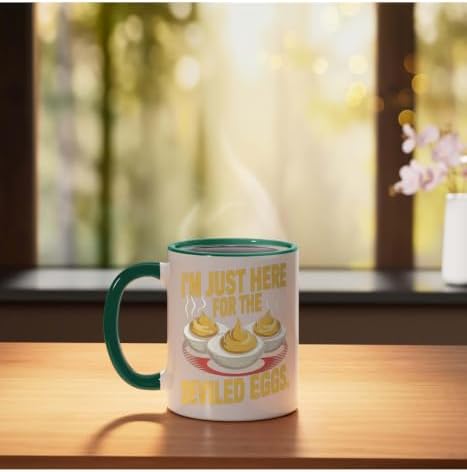 I’m Just Here for the Deviled Eggs Egg Expert Deviled Egg Ceramic Mug, Dark Green/White, 11oz - Image 3