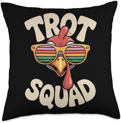 Thanksgiving Gobble Trot Squad Parade Day Runner Throw Pillow by Unknown