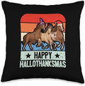Thanksgiving Outfit Thankful Turkey Kids Women Men Horse Halloween Thanksgiving Christmas Happy Hallothanksmas Throw Pillow, 16x16, Multicolor by Unknown