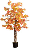 Nearly Natural 4-FT Deluxe Autumn Artificial Maple Tree, Faux Fall Décor for Home, Decorations for Fall, Autumn, Thanksgiving, and Halloween with Black Nursery Pot by NearlyNatural