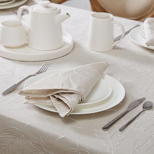 Laura Ashley Raised Embroidered Tablecloth, 60" x 84", Maple Taupe - Image 3