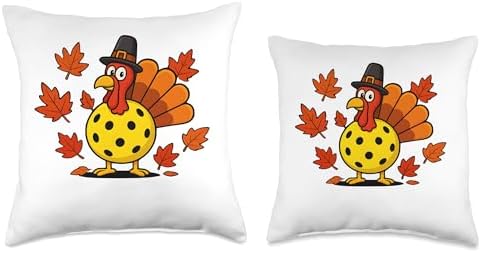 Turkey Pickleball Pickle Ball Thanksgiving Fall Autumn Lover Throw Pillow - Image 3