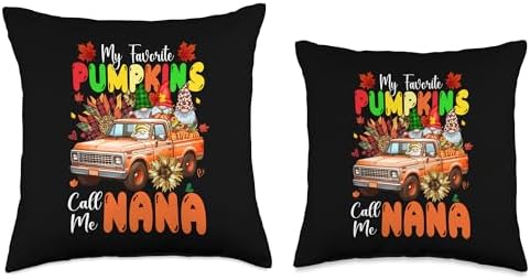 Favorite Pumpkins Call Me Nana Thanksgiving Gnomes Family Throw Pillow - Image 3