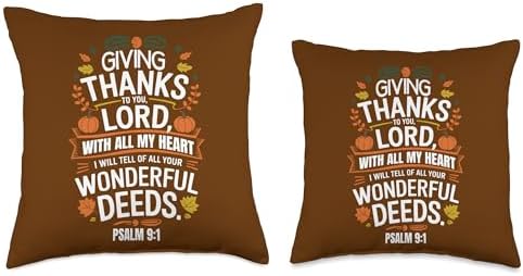 Giving thanks to you, Lord, with all my heart Psalm 9:1 Throw Pillow - Image 3