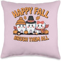 Happy Fall Brush Them All Funny Dental Thanksgiving Throw Pillow by Unknown