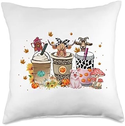 Thanksgiving Pumpkin Spice Coffee Fall Season Thanksgiving Pumpkin Spice Coffee Latte Fall Autumn Season Throw Pillow, 18x18, Multicolor by Unknown