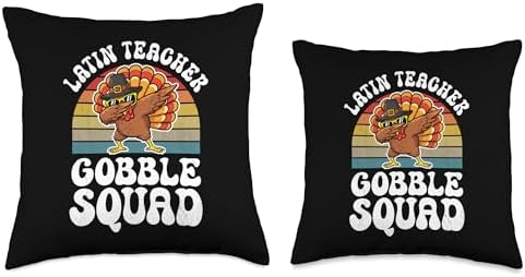 Thanksgiving Latin Teacher Gobble Squad Turkey Throw Pillow - Image 3