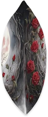 Moon Red Rose Halloween Floral Moon Red Rose Gothic Halloween Flowers Night Goth Floral Throw Pillow, 18x18, Multicolor