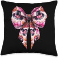 Coquette Bow Thanksgiving Day Turkey Hat Pattern Pink Throw Pillow by Unknown