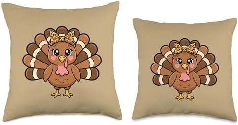 Cute Turkey Happy Thanksgiving Cartoon, Funny Turkey Day Throw Pillow - Image 3