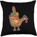 Thanksgiving Middle Finger Throw Pillow by Unknown