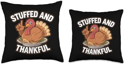 Thanksgiving Turkey Stuffed And Thankful Thanksgiving Throw Pillow - Image 3
