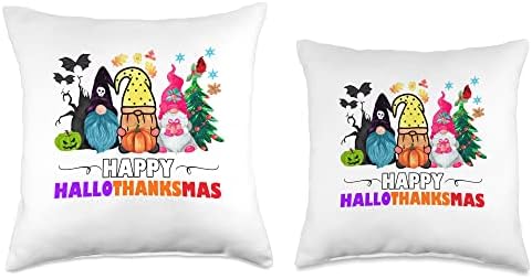 Happy HalloThanksMas Christmas Thanksgiving Halloween Throw Pillow - Image 3