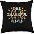 Retro Groovy Thanksgiving Friendsgiving Women Groovy Retro One Thankful Mimi Thanksgiving Fall Throw Pillow, 18x18, Multicolor by Unknown