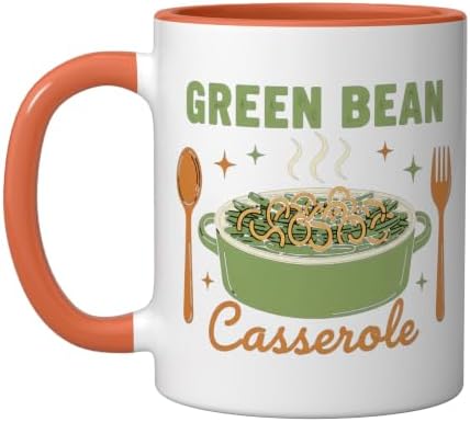 Green Bean Casserole Retro Thanksgiving Dinner Humor Ceramic Mug, Orange/White by Unknown