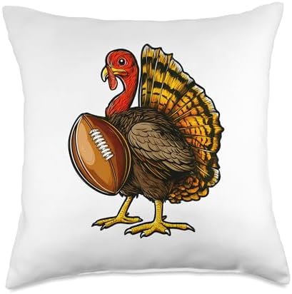 Funny Turkey Football Thanksgiving Food Sports Family Thanks Throw Pillow by Unknown