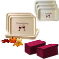Perfect Stix Friendsgiving Plates and Napkins Set – 25 Large 10-Inch & 25 Small 7-Inch Eco-Friendly Wooden Plates with 50 Burgundy 2-Ply Dinner Napkins –Thanksgiving & Friendsgiving Gatherings by PerfectStixLLC