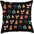 Cute Fall Thanksgiving Brown Leaves Autumn Botanical Pumpkin Throw Pillow by Unknown