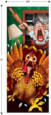 Beistle Wild Turkey Door Covers, 5’ x 30”, 2 Pieces – Plastic for Indoor & Outdoor Use – Easily Display, Thanksgiving Door Decorations, Thanksgiving Dinner Novelty Decor - Image 2
