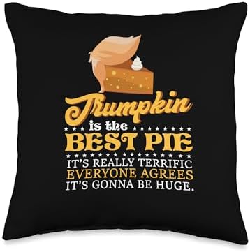 Trumpkin Trump Pumpkin Pie Thanksgiving Designer Throw Pillow by Unknown