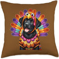 Black Lab Turkey Funny Thanksgiving Animal Dog Canine Pet Throw Pillow by Unknown