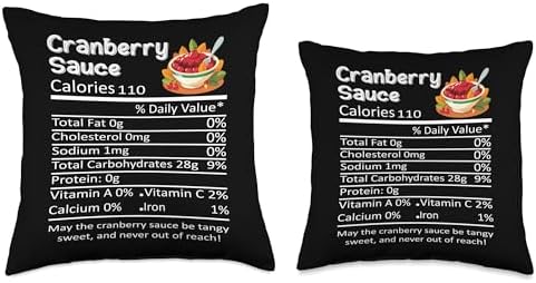 Thanksgiving Christmas Cranberry Sauce Nutritional Facts Throw Pillow - Image 3