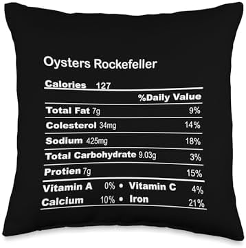 Family Matching Thanksgiving Tee for Family Funny Oysters Rockefeller Thanksgiving Nutritional Fact Throw Pillow, 16x16, Multicolor by Unknown