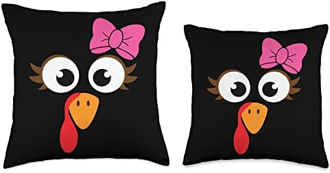 Thanksgiving Pink Bow Turkey Thankful Blessed Throw Pillow - Image 3