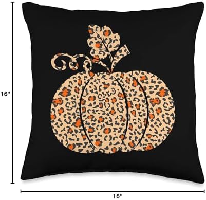 Leopard or Cheetah Print Pumpkin Halloween Thanksgiving Fall Throw Pillow - Image 4