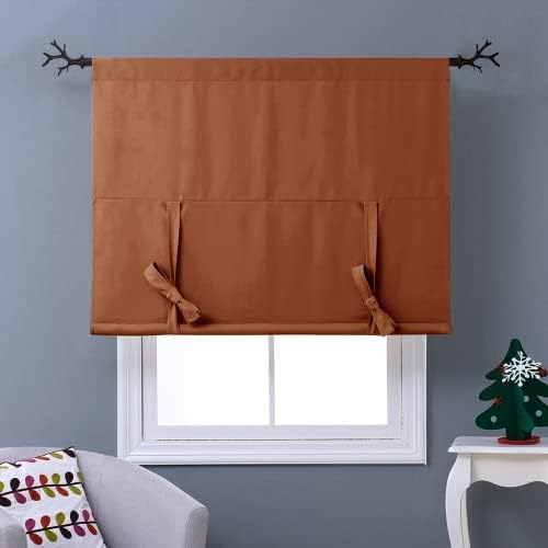 NICETOWN Thermal Insulated Short Shades Roman Curtains for Kitchen Tie Up Curtains for The Window Balloon Shades for Small Windows Decor, 52 x 45 Inch, Burnt Orange, 1 Panel - Image 6