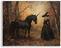 Witch Black Unicorn Gothic, 11 x 14 Inch Mounted Print on Wall Plaque