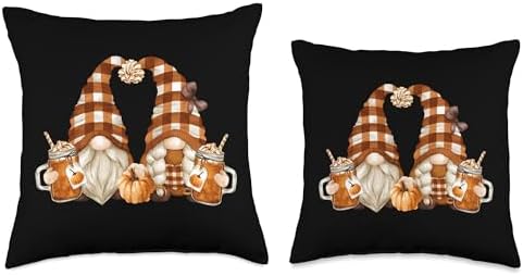 Funny Holiday Gnomes Cute Thanksgiving Fall Pumpkin Spice Throw Pillow - Image 3