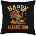 Happy Thanksgiving 2026 Funny Baseball Turkey Family Dinner Throw Pillow by Unknown