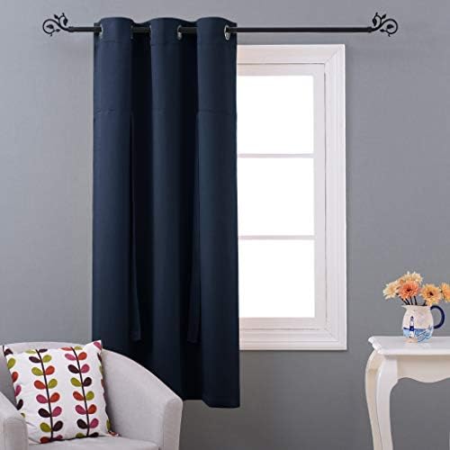 NICETOWN Blackout Roman Tie-up Shades - Bathroom/Farmhouse/Kitchen Curtain Thermal Insulated Window Blinds and Shades Curtain for Home (Navy, Grommet Top Panel, 46" W x 63" L) - Image 4