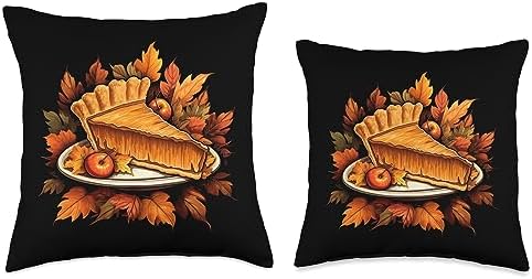Pumpkin Pie Slice Autumn Leaves Thanksgiving Throw Pillow - Image 3