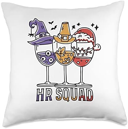 Halloween Thanksgiving Christmas HR Squad Costume Funny Throw Pillow by Unknown