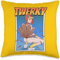 Twerky Pun Funny Thanksgiving Turkey Butt Twerk Dance Throw Pillow by Unknown