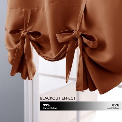 NICETOWN Thermal Insulated Short Shades Roman Curtains for Kitchen Tie Up Curtains for The Window Balloon Shades for Small Windows Decor, 52 x 45 Inch, Burnt Orange, 1 Panel - Image 4