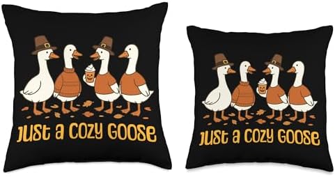 Just a Cozy Goose Thanksgiving Vibe for Fall Enthusiasts Throw Pillow - Image 3