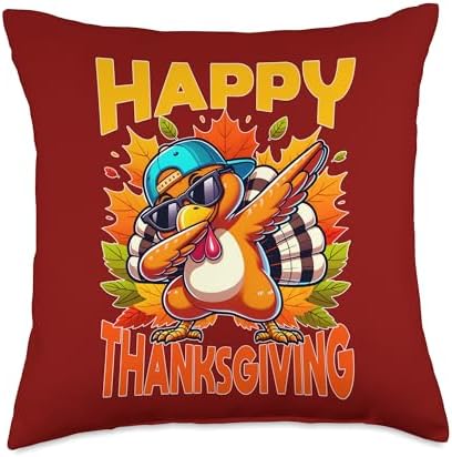 Dabbing Gobble Till You Wobble Thanksgiving Cool Turkey Throw Pillow by Unknown