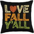Love Fall Y'all, Family Thanksgiving Friends Giving Throw Pillow by HadleyDesigns