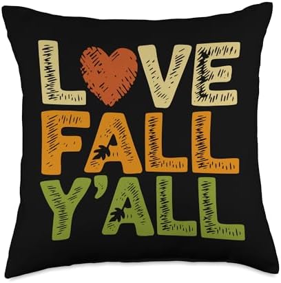 Love Fall Y'all, Family Thanksgiving Friends Giving Throw Pillow by HadleyDesigns