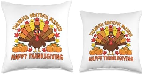 Thanksgiving Turkey Blessed Thankful Grateful Design Throw Pillow - Image 3