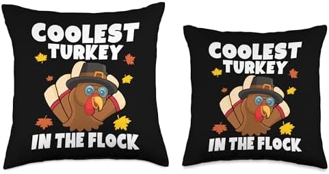 Thanksgiving Shirt For Kids Toddlers Coolest Turkey Boy Throw Pillow - Image 3