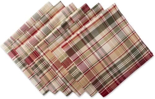 DII Give Thanks Plaid Fall Table Decor, Autumn & Thanksgiving Tabletop Linens, Square Napkin Set, 20x20 by DII
