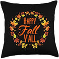 Cute Quote Autumn Happy Fall Y'all Halloween Thanksgiving Throw Pillow by Unknown